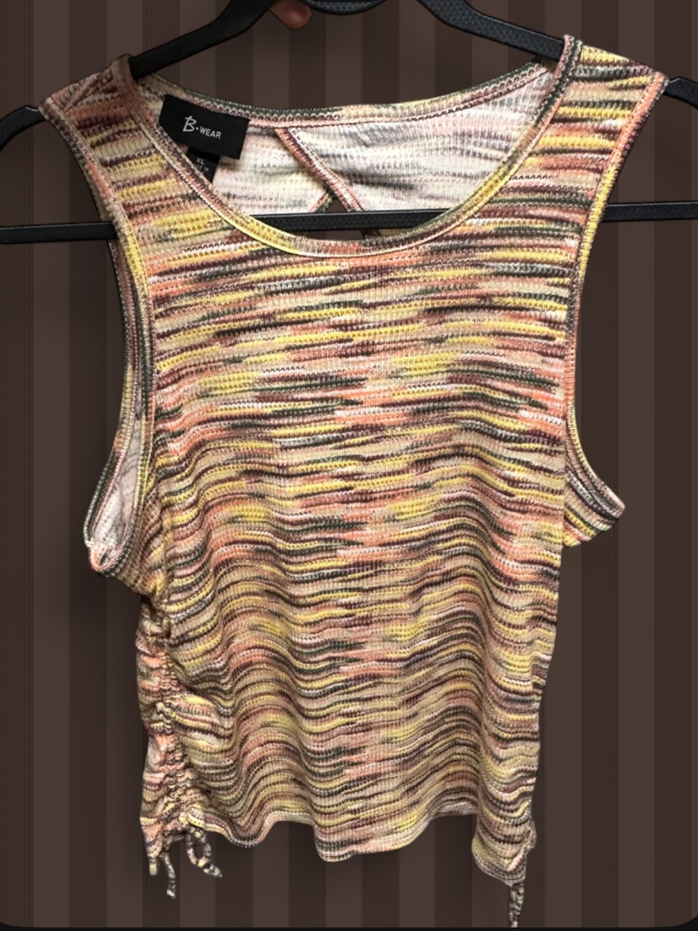 Bwear Multicolor Striped Tank Top - Yellow, Pink & Brown